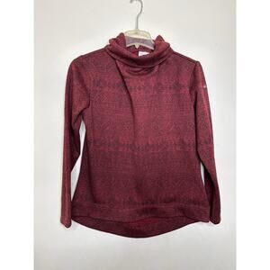 Columbia Sweater Size L Top Maroon Red Long Sleeve Pullover Cowl Neck Nordic Ski